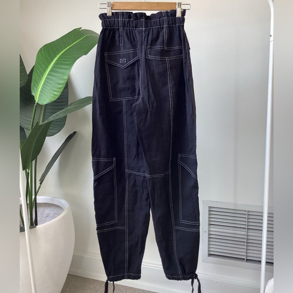 Ganni paper bag waist contrast stitch cargos - Picture 4 of 4